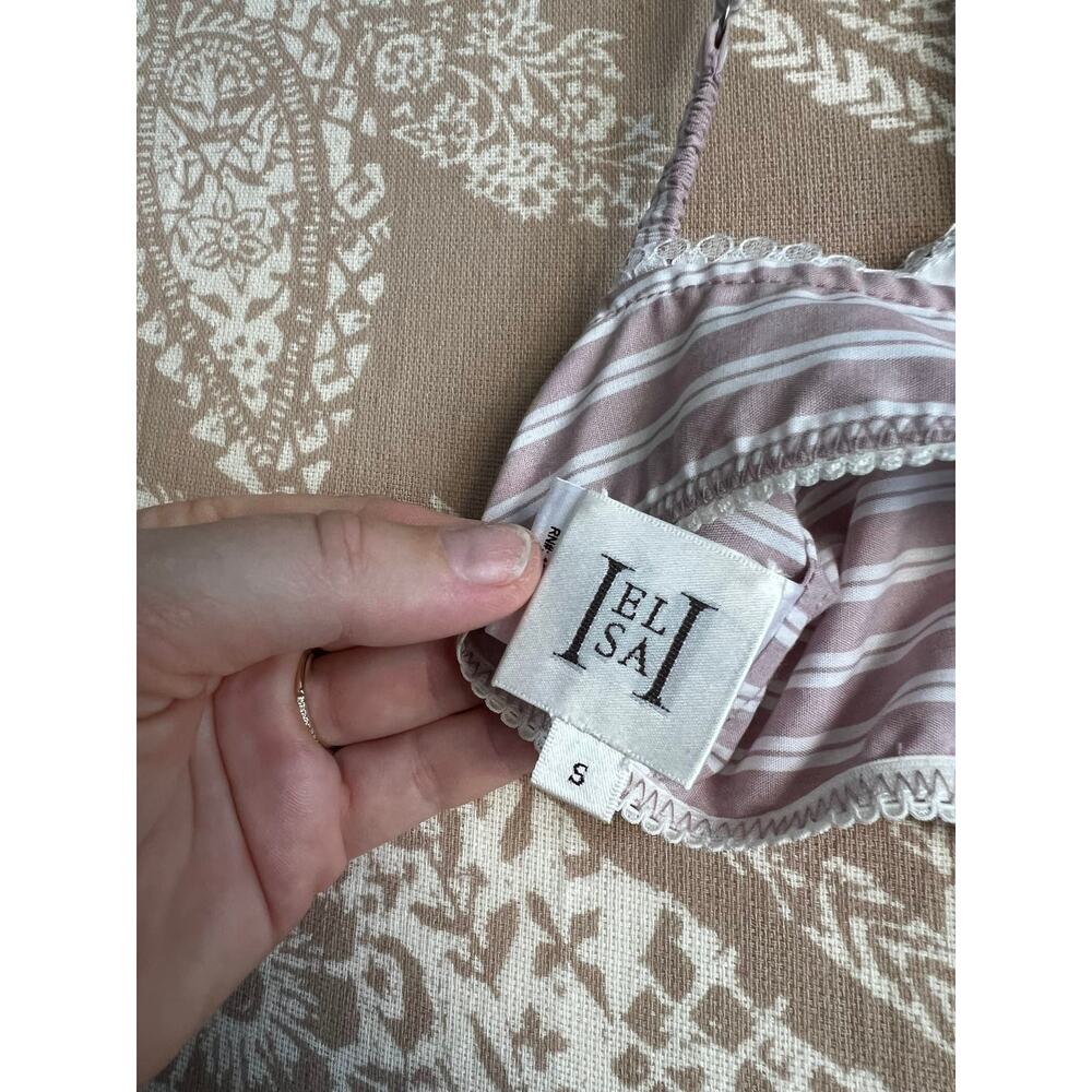 Helsa Wide Stripe Poplin Bra Mauve Stripe Underwire Bralette Size S - Picture 6 of 7